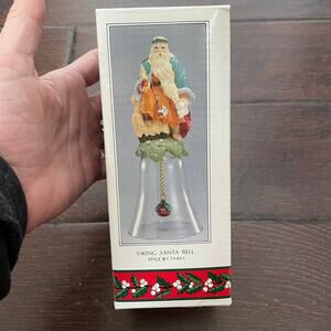 Christmas Thru The Ages Novelino Victorian Santa Bell Viking Glass Vintage 1992